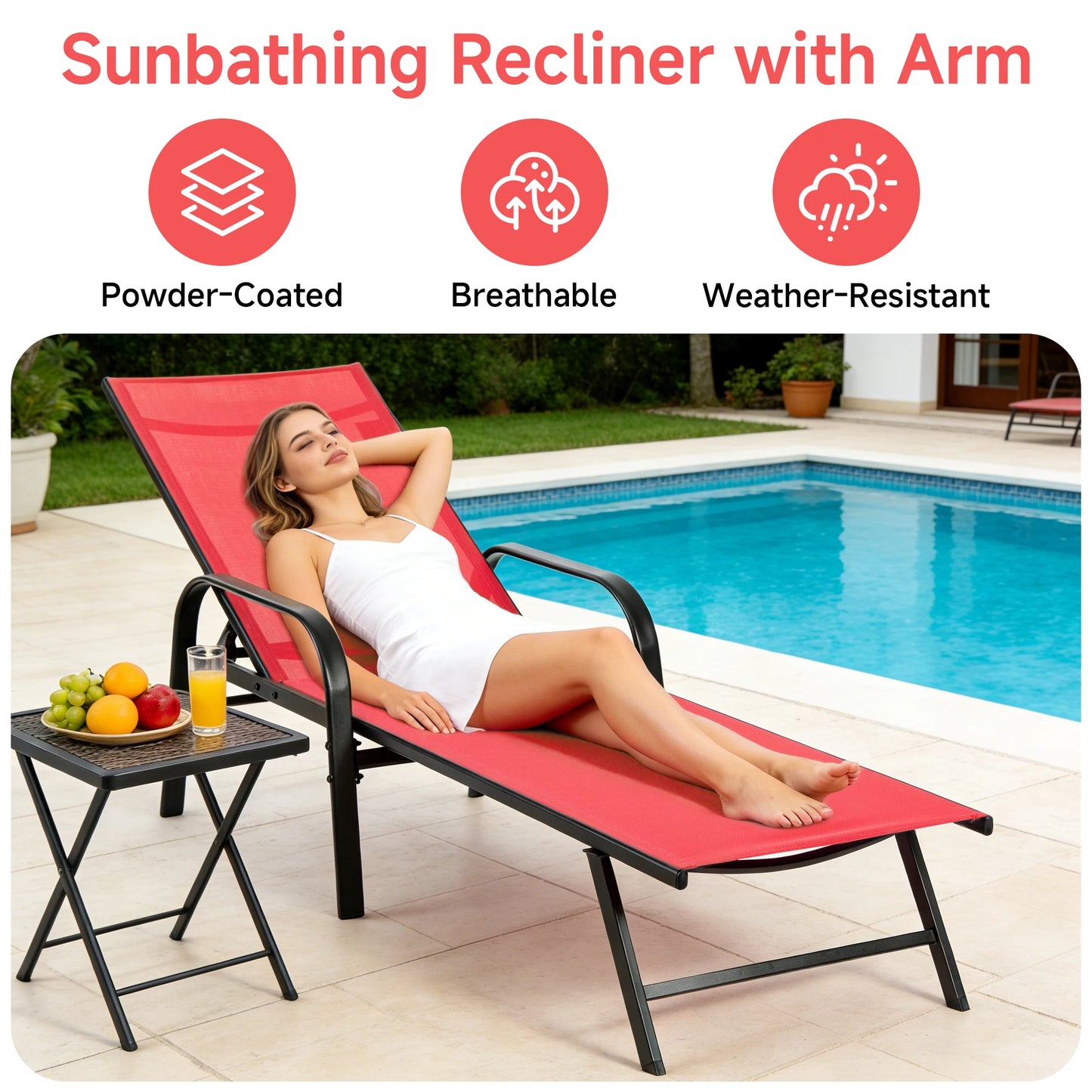 JHK Folding Portable 8 Leg Beach Outdoor Chair With Armrests