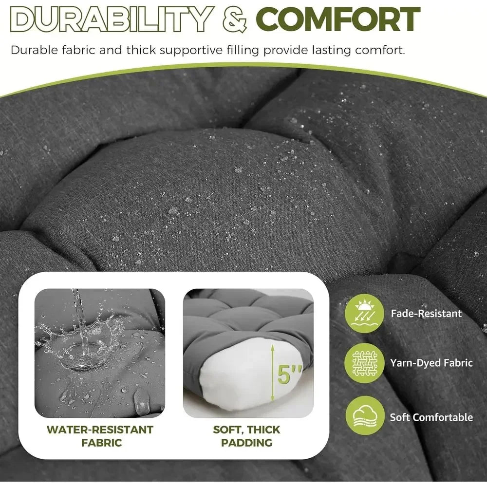 Oversized Outdoor Double Hanging Egg Chair with Stand, 700lbs Capacity, Comfortable Loveseat, Thick Cushion, Ideal for Patio or