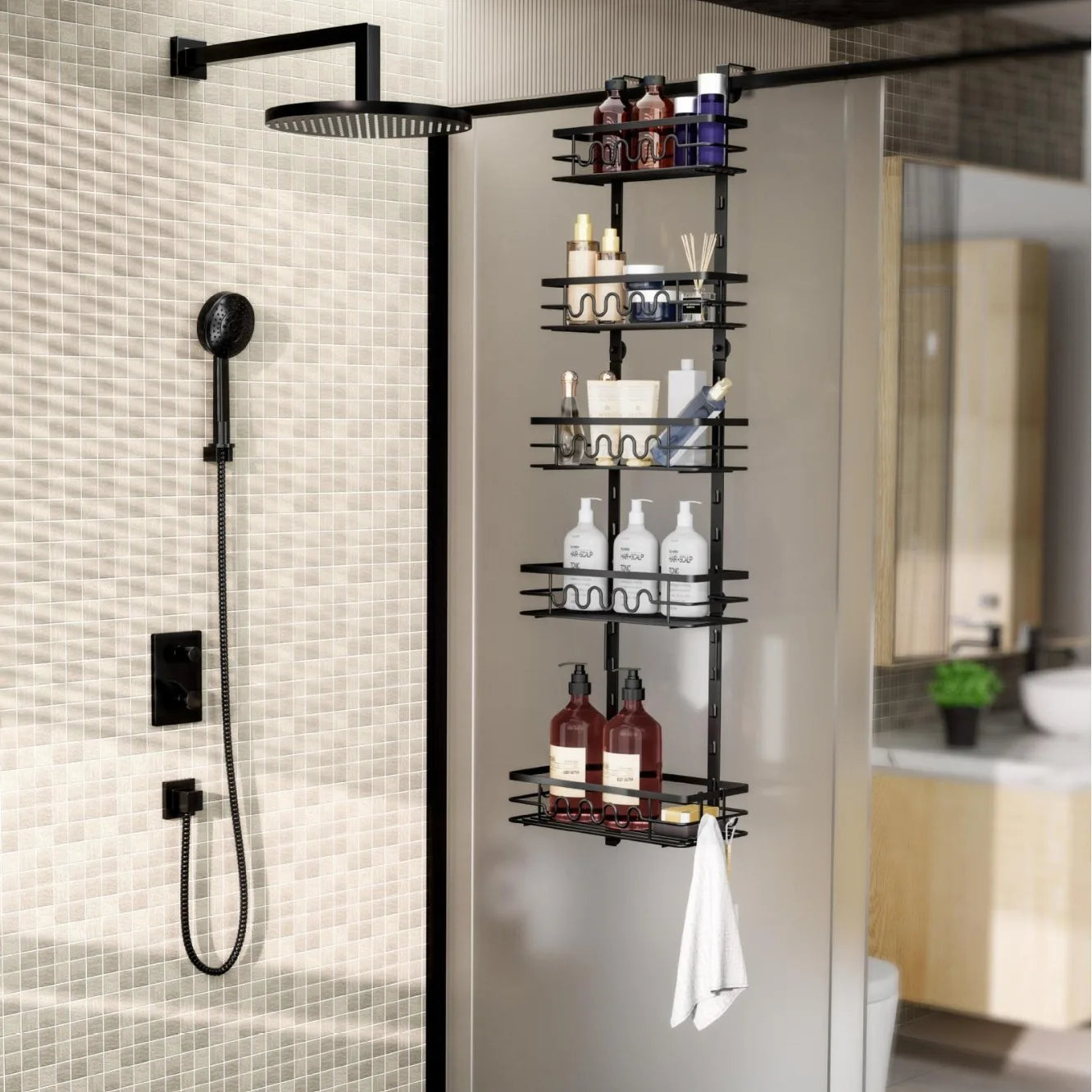 HobbyLane Over The Door Pantry Organizer Shelves Five Tier Metal Rack