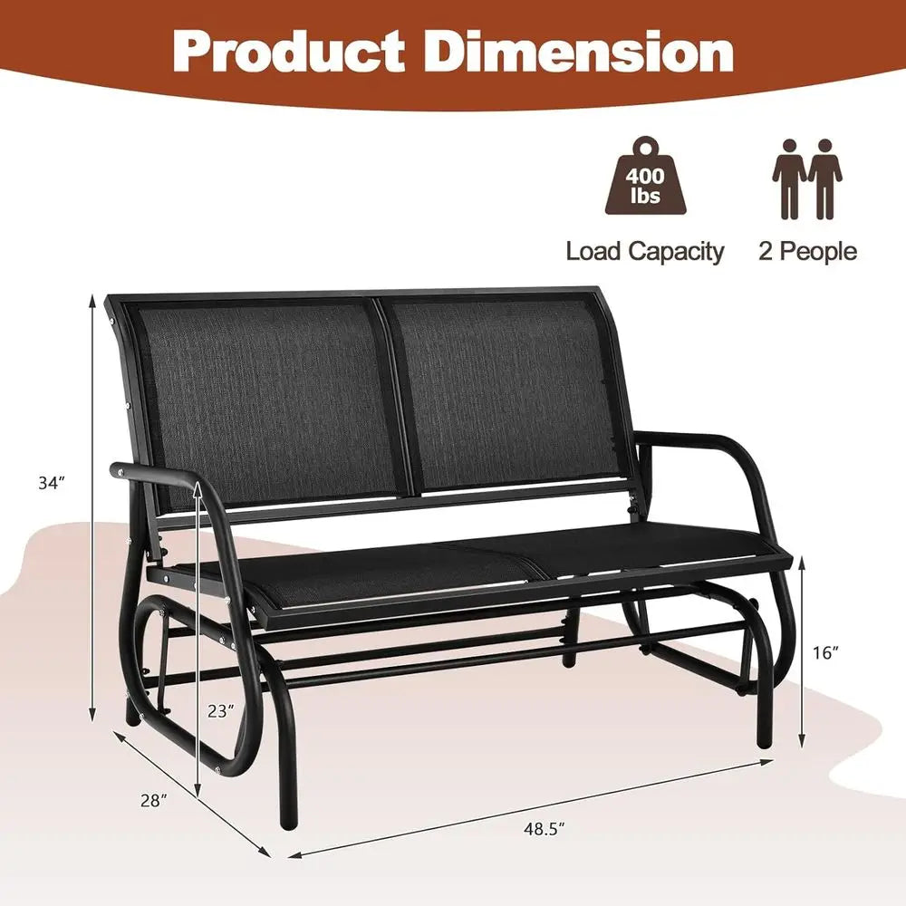 Alloy Steel Outdoor Swing Glider Bench Patio Lounge
