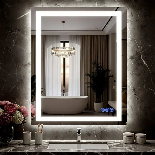 LED Bathroom Mirror With Front And Back Lighting Dimmable
