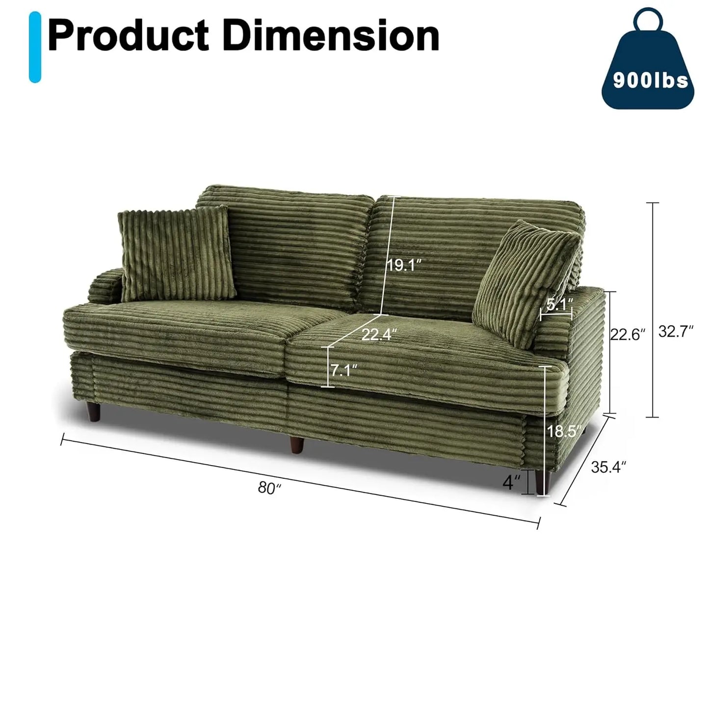 Plush Three Seater Sofa Couch For Living Room Comfort