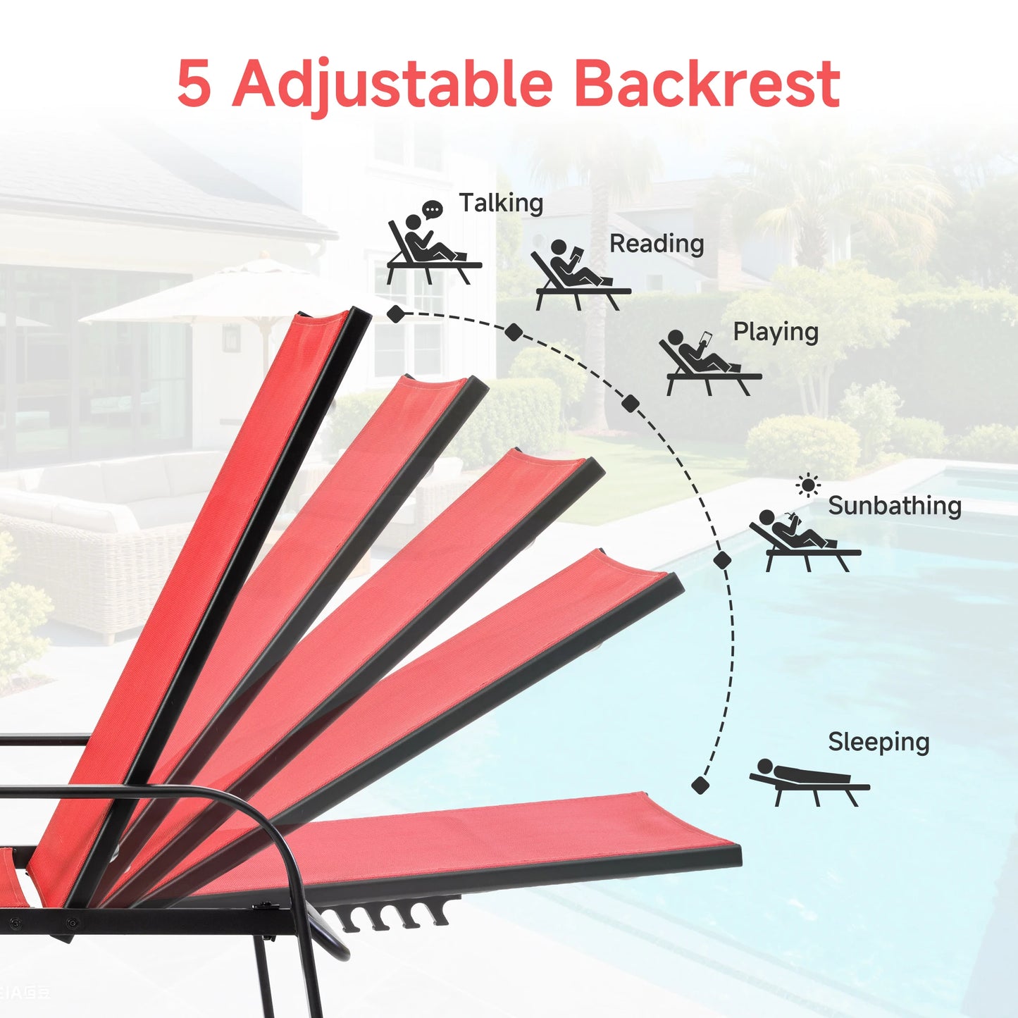 JHK Folding Portable 8 Leg Beach Outdoor Chair With Armrests