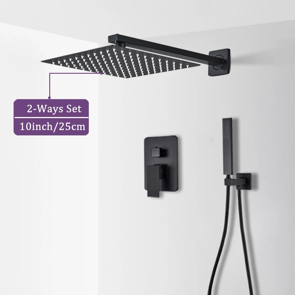 MYQualife Wall Mount Shower Faucet With Rainfall Mixer Sprayer