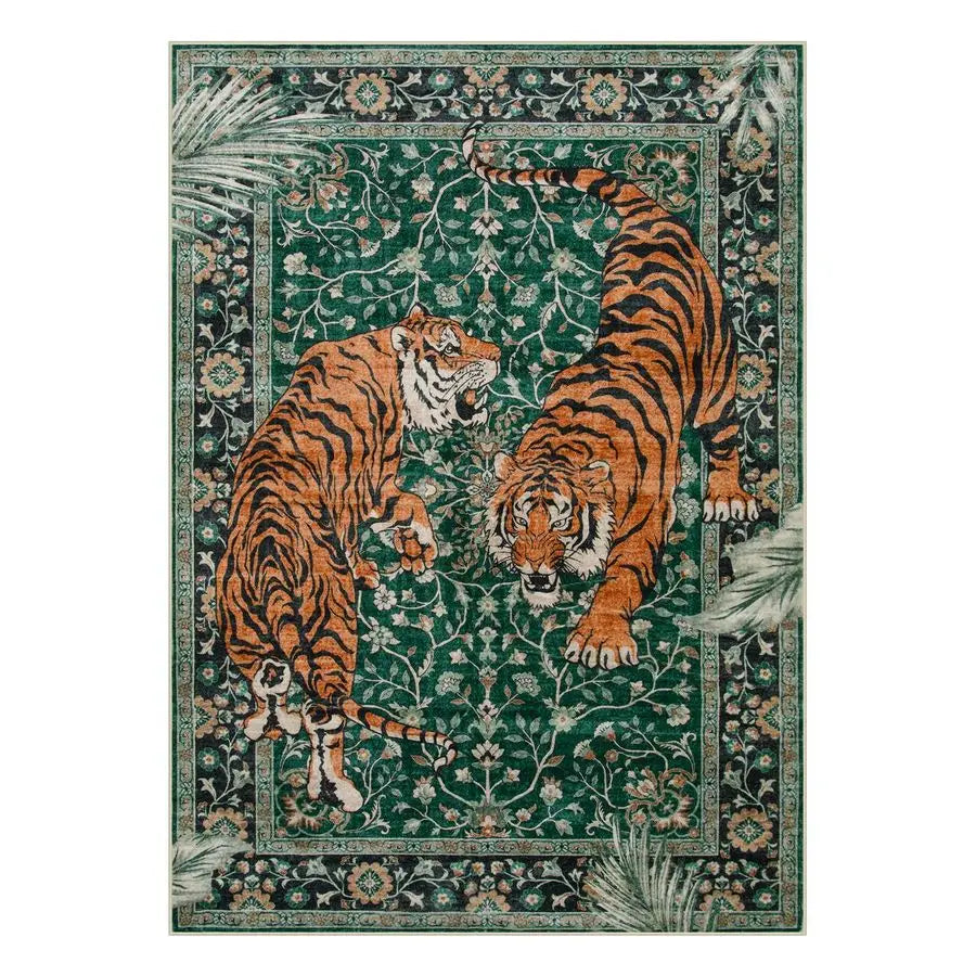 Tiger Boho Washable Area Rug Non Slip For Living Room