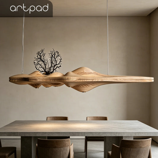 Artpad Solid Wood LED Pendant Light for Dining and Kitchen