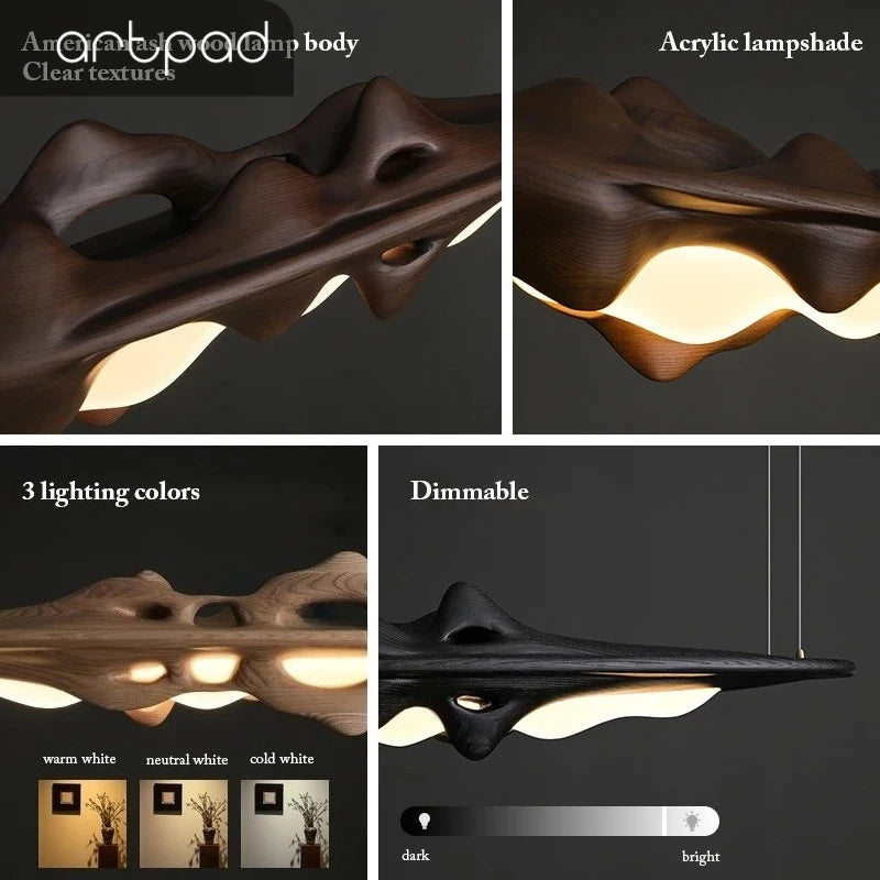 Artpad Solid Wood LED Pendant Light for Dining and Kitchen