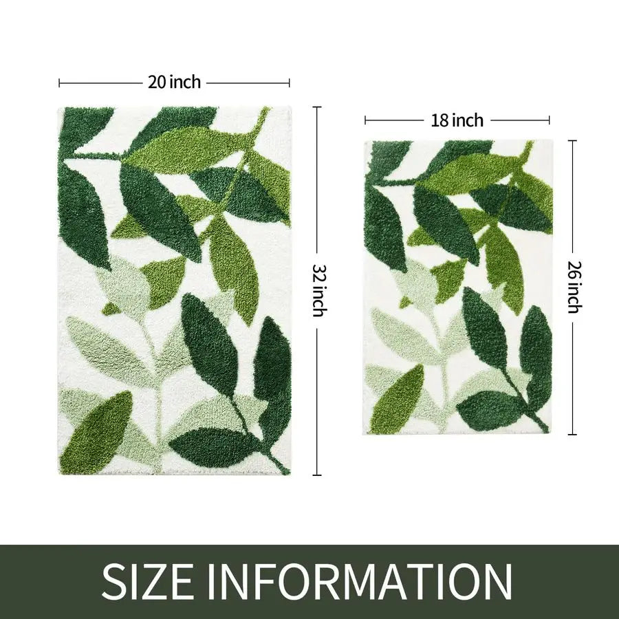 2-Piece Non Slip Bathroom Rug Set Water Absorbent Microfiber Machine-Washable