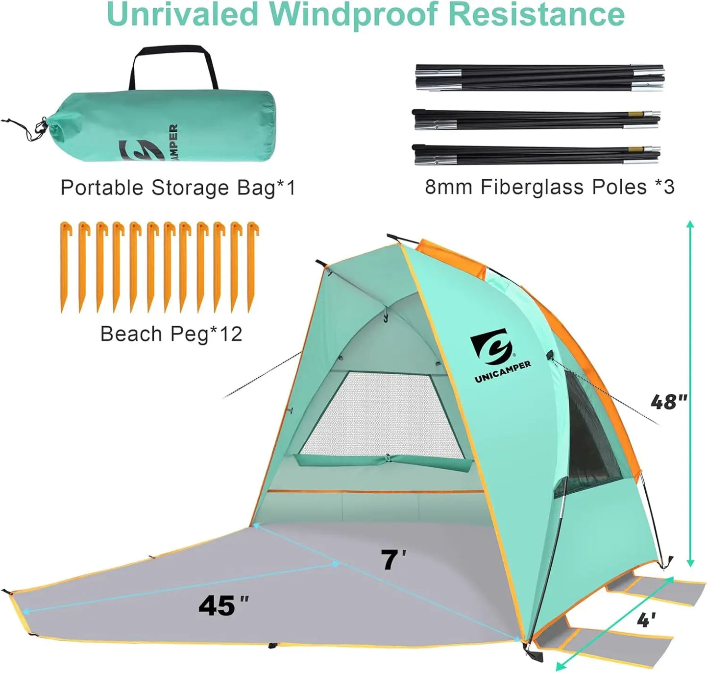 Unp Beach Tent 3 Person Shelter UPF 50 Plus Outdoors