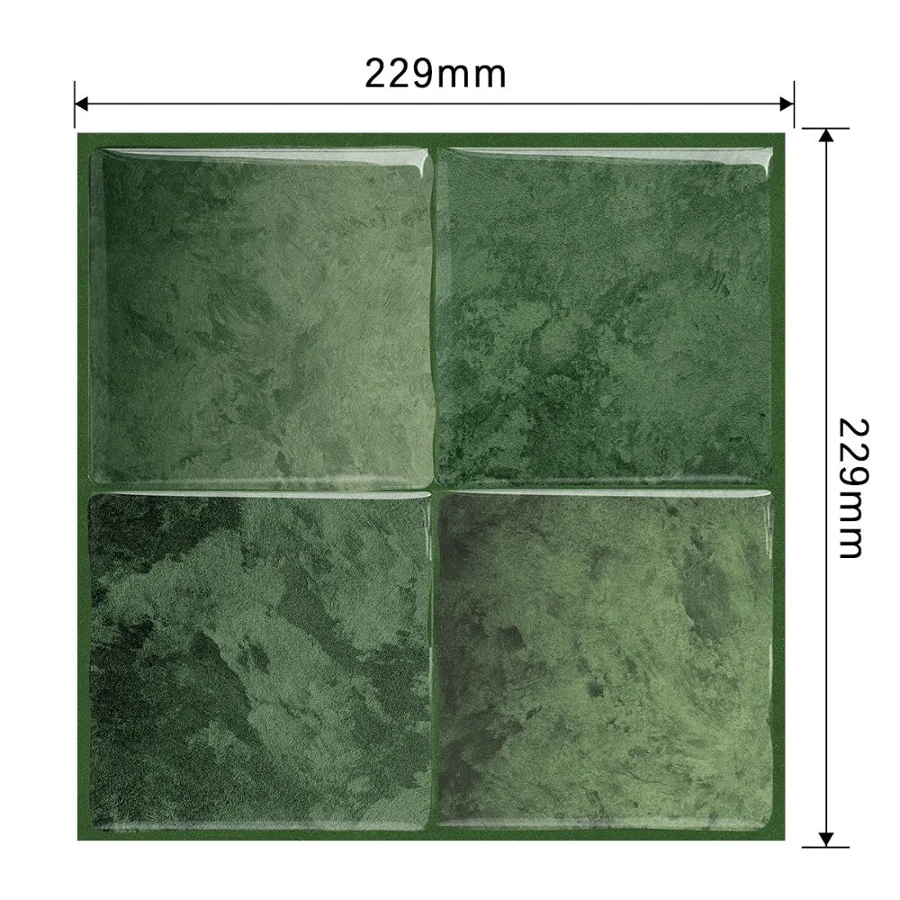 Durable 9" x 9" Peel and Stick Backsplash Self-adhesive Waterproof Wallpaper 3D Marble Grain Stick Tile for Kitchen Bathroom