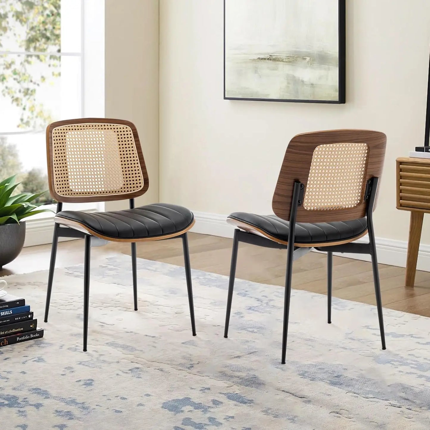 Mid Century Modern Dining Chairs Walnut Bentwood Upholstered Seats