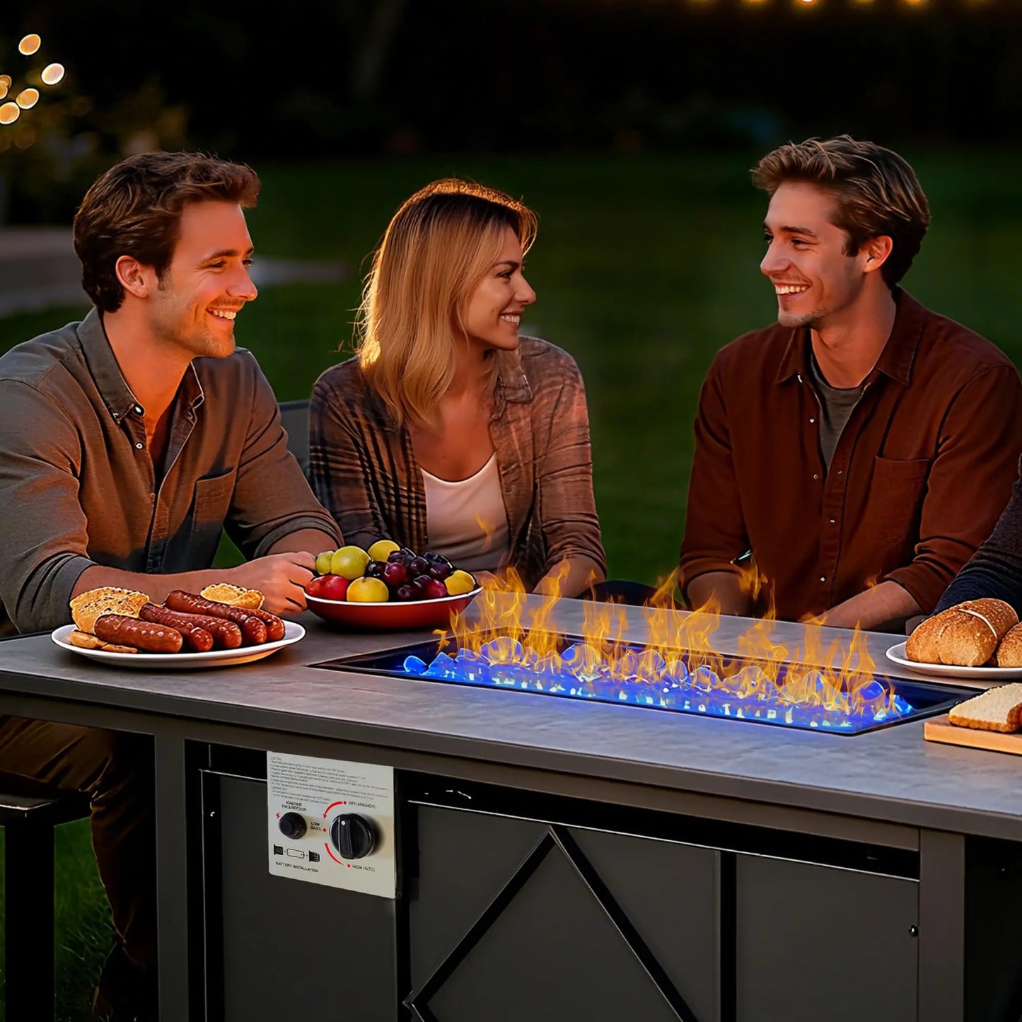 JHK Outdoor Propane Fire Pit Table 50,000 BTU For Patio Backyard