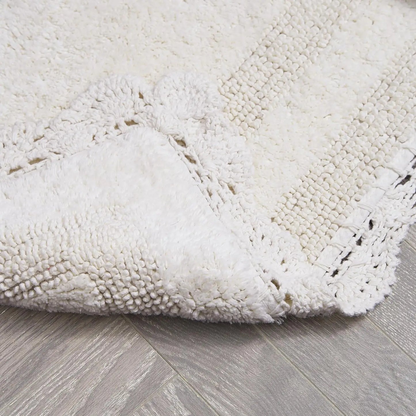 100 Percent Cotton Bath Mat Reversible Crochet Plush Absorbent Rug