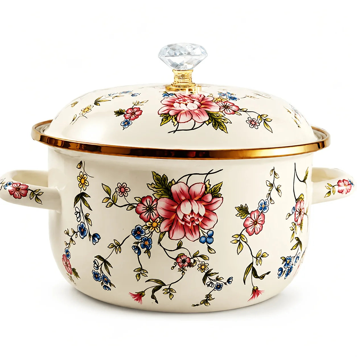 1Pc Thickened Enamel Stock Pot With Two Side Handles, Large Cooking Pot For Soup, Stew, Boiling, Pasta And Kitchen Use
