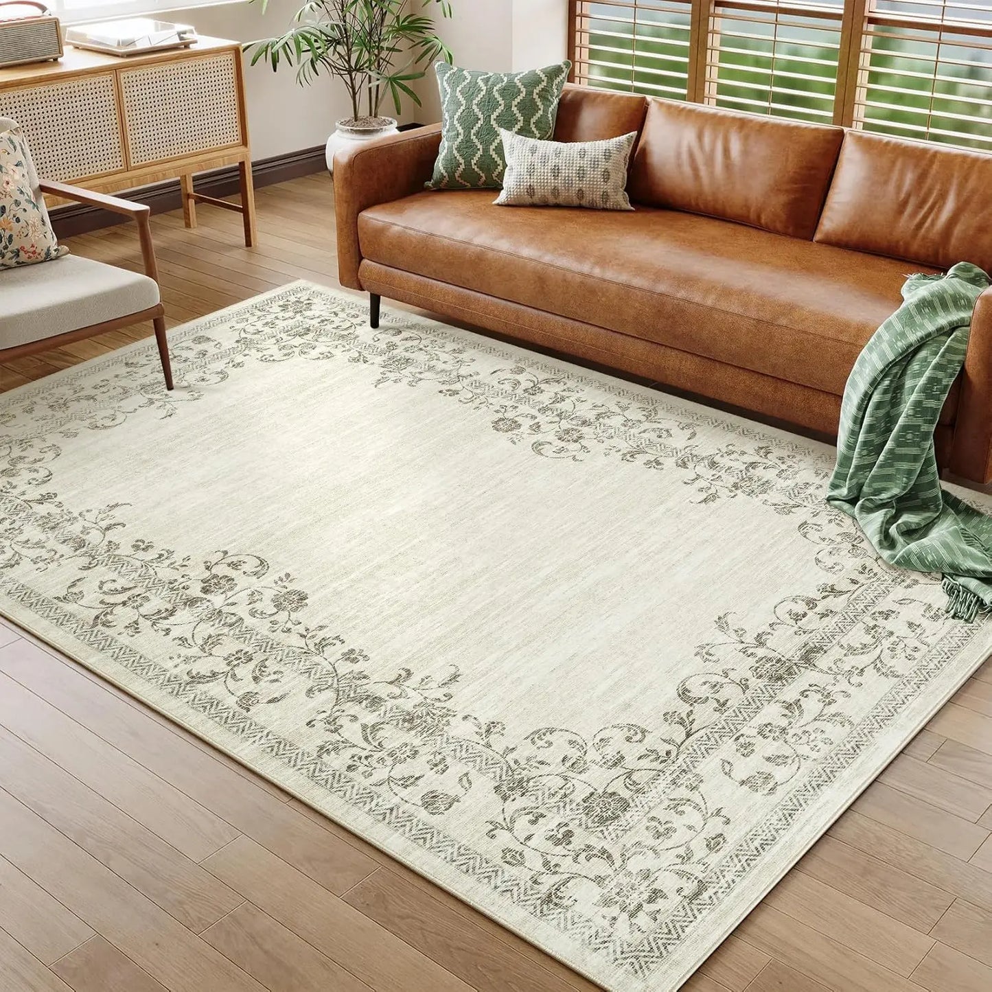 HiMISS Washable Floral Area Rug For Living Room And Bedroom