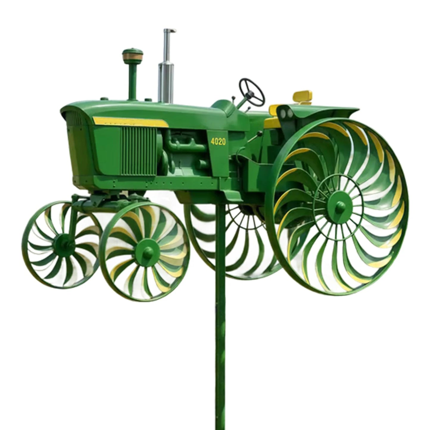 Shunmaii Metal Wind Spinner With Rotating Tractor Wheels Garden