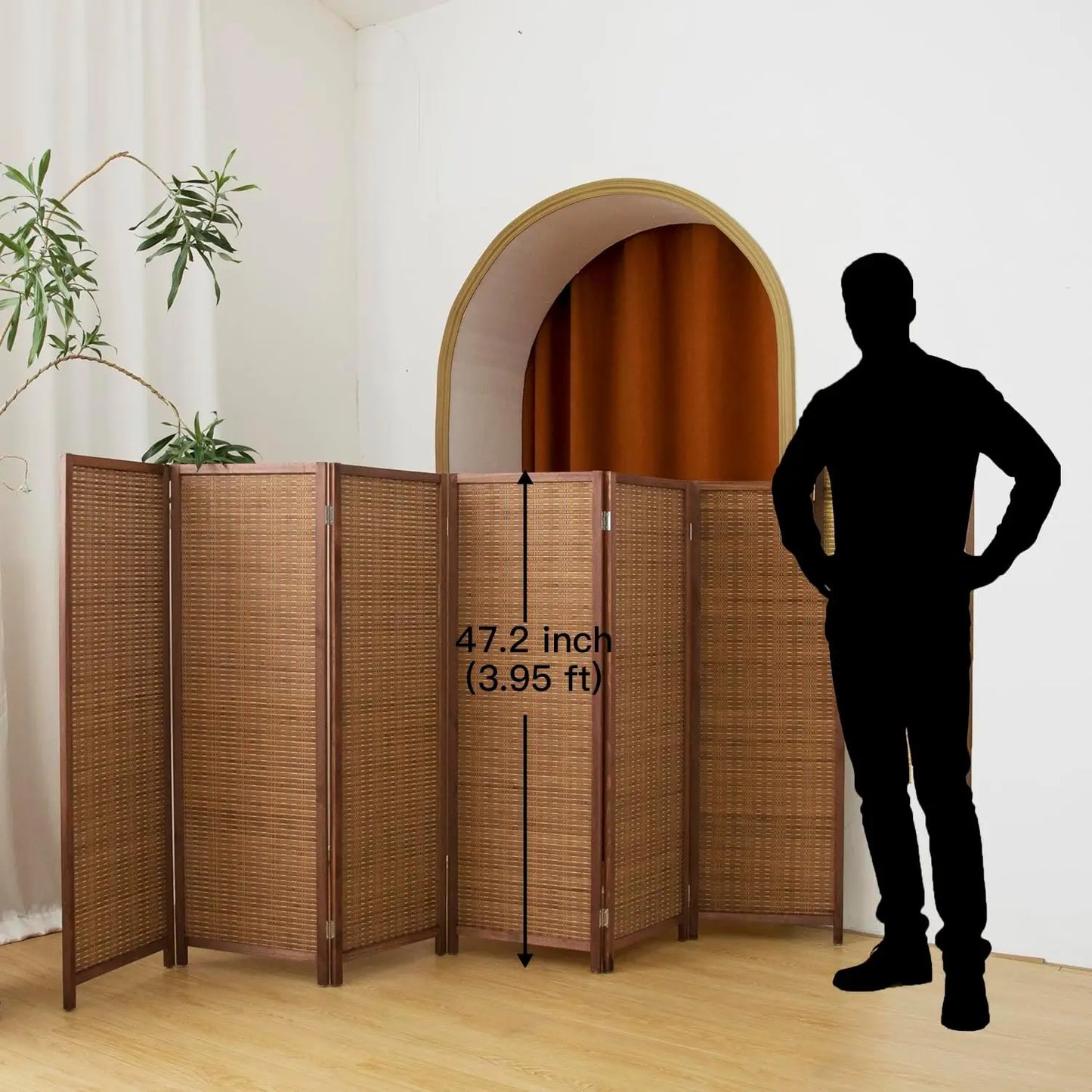 Bamboo Room Divider 6-Panel Folding Privacy Screen