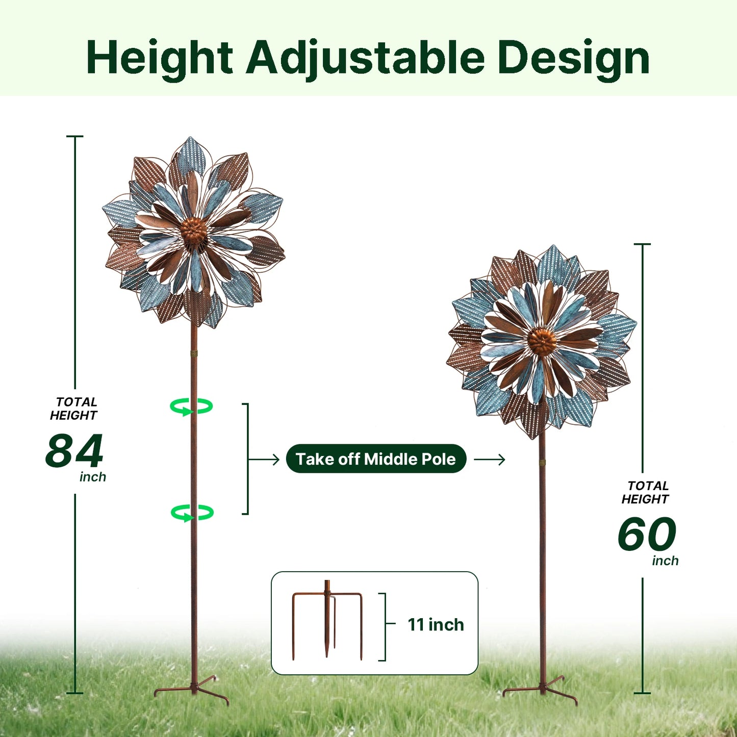 Wind Spinners Outdoor Metal Kinetic Garden Sculptures With Welcome Flags