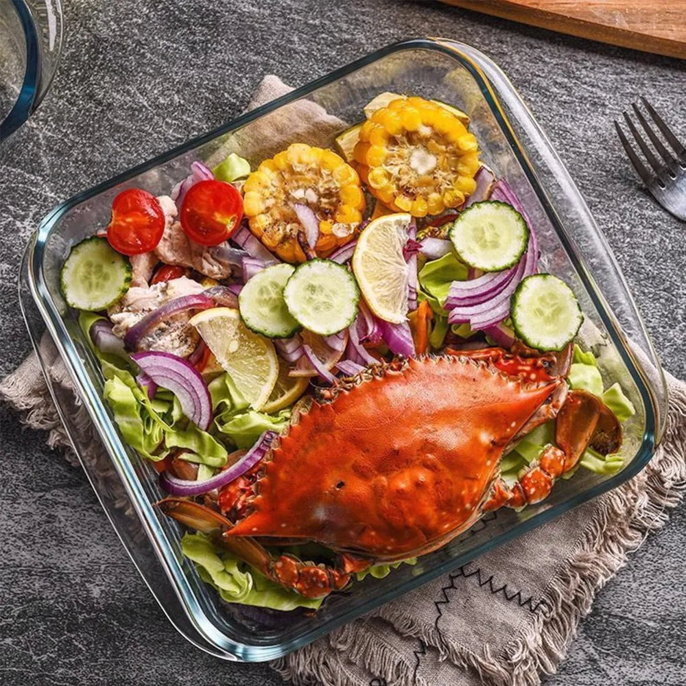 1.6-Qt Square Tempered Glass Baking Dishes, Set of 2, Oven & Microwave Safe