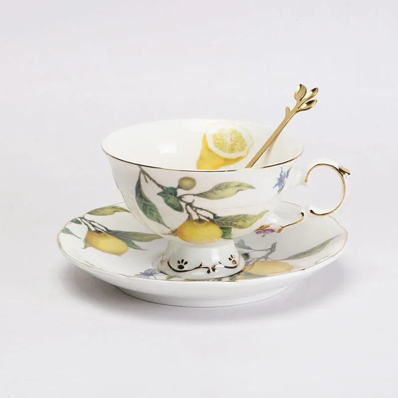 European Style Ceramic Dinner Plate Elegant Lemon Pattern