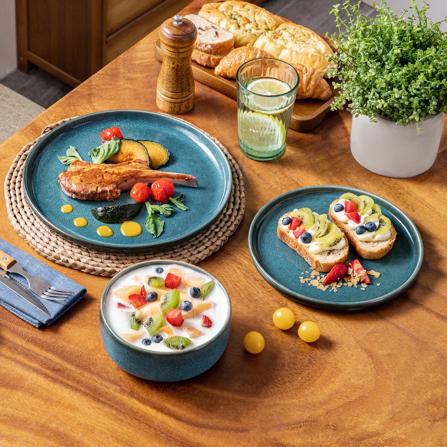 Malacasa Ceramic Dinnerware Set Reactive Glaze Home Use