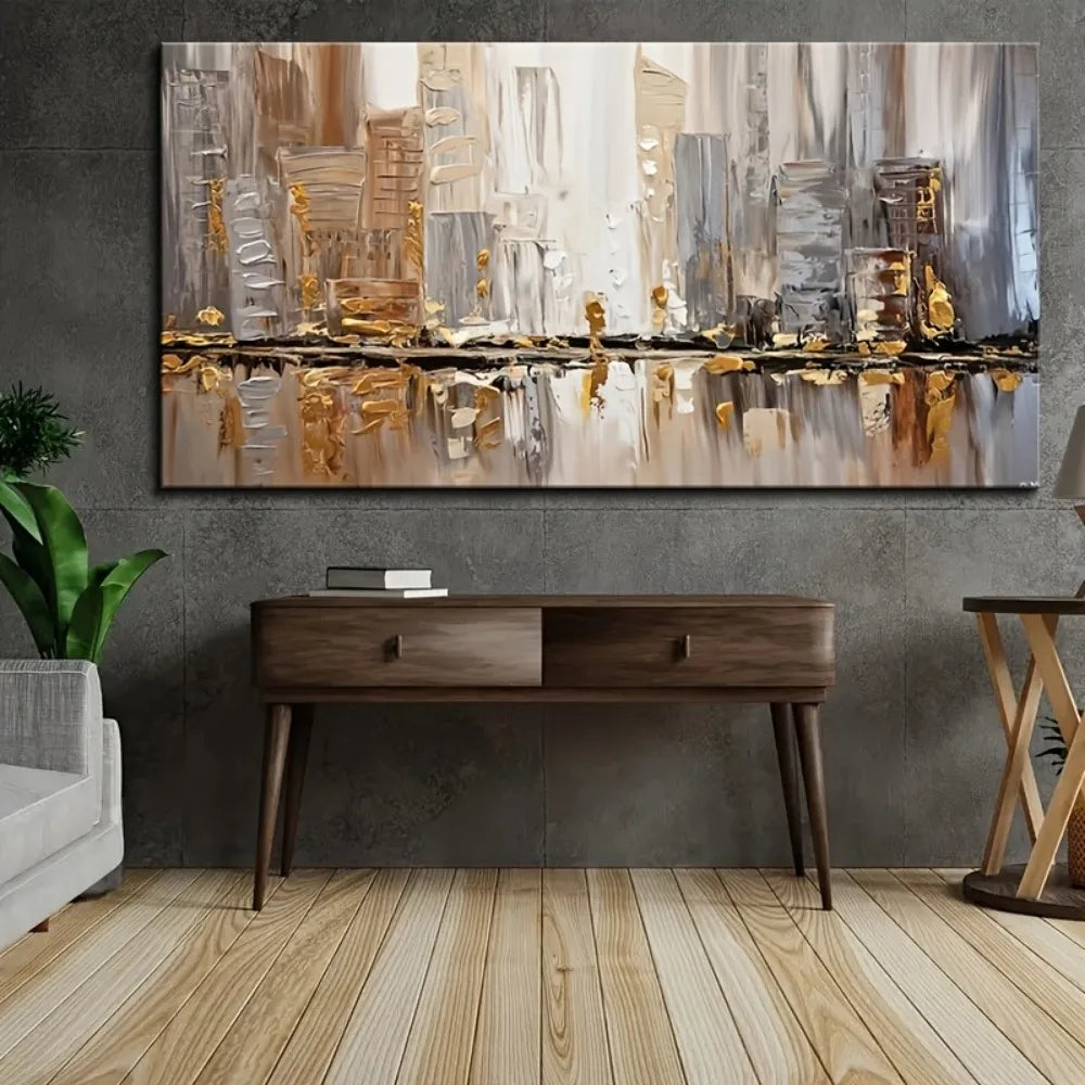 NONE Modern Abstract Oil Painting With Pine Frame Art Deco