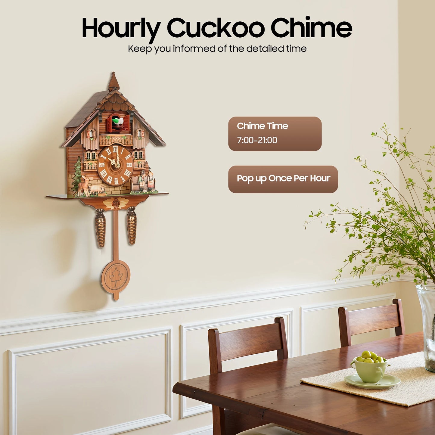 Vintage Cuckoo Wall Clock With Bird Chime Nordic Decor