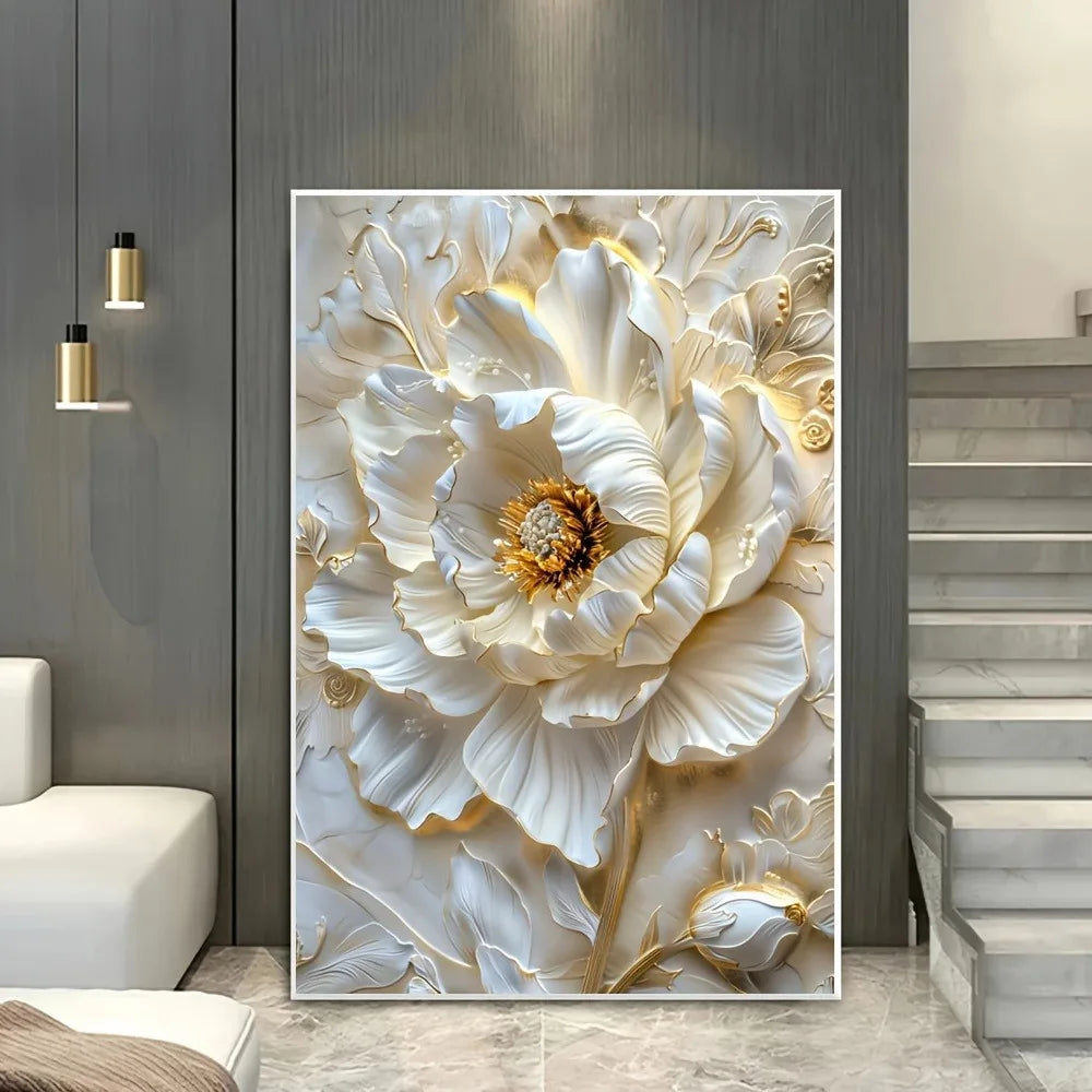 None Frameless Modern Abstract Floral Canvas Wall Art Print