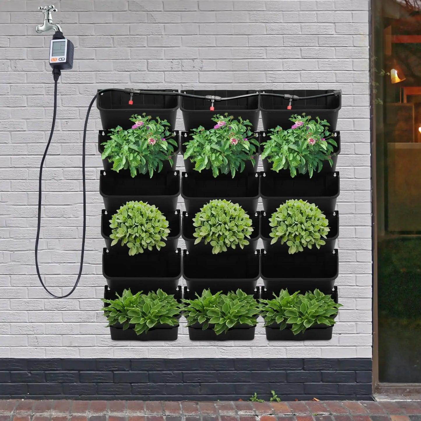 Self-Watering Wall-Mounted Planter Set With 18 Pots