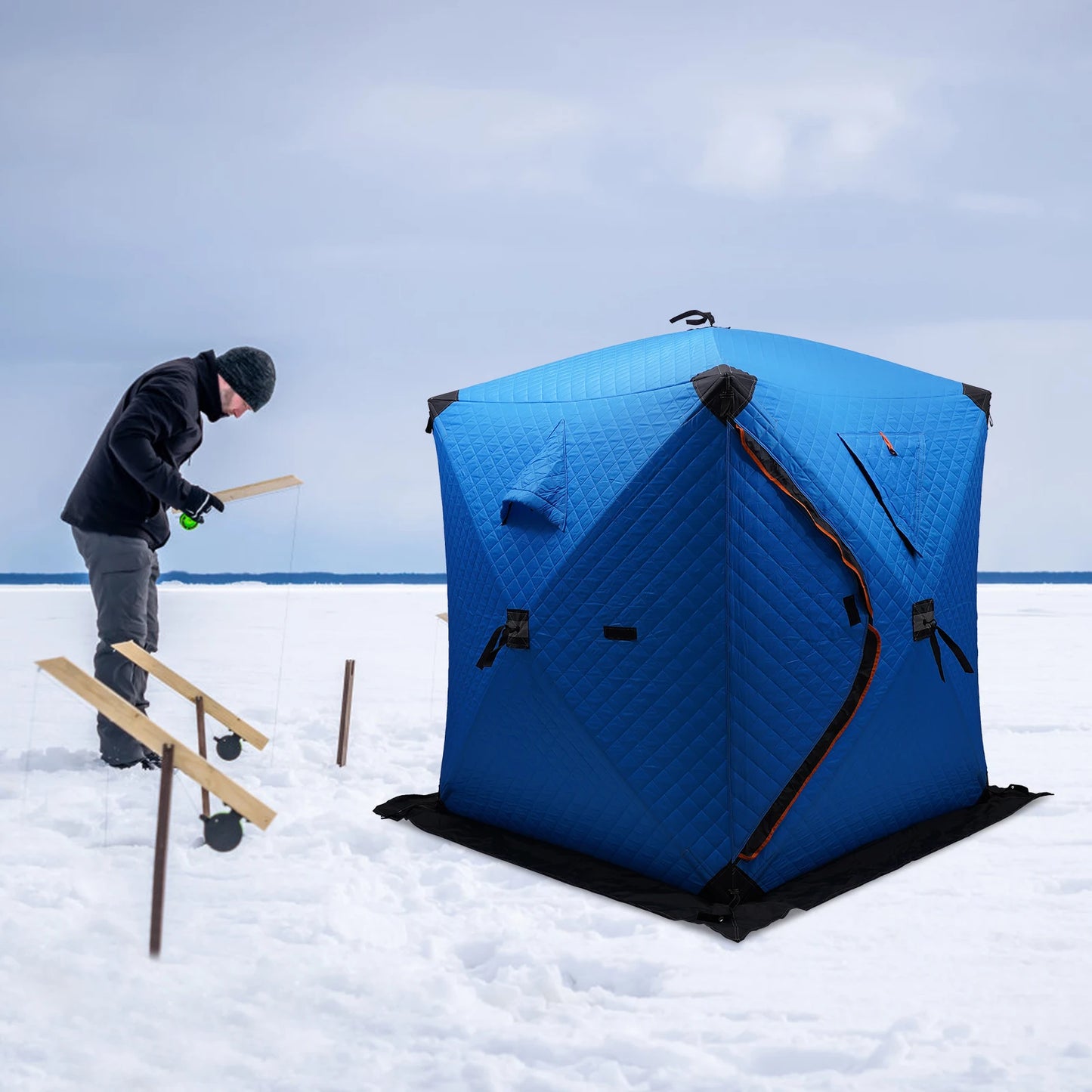 Ice Fishing Insulated Portable Tent Shelter With Built In Storage