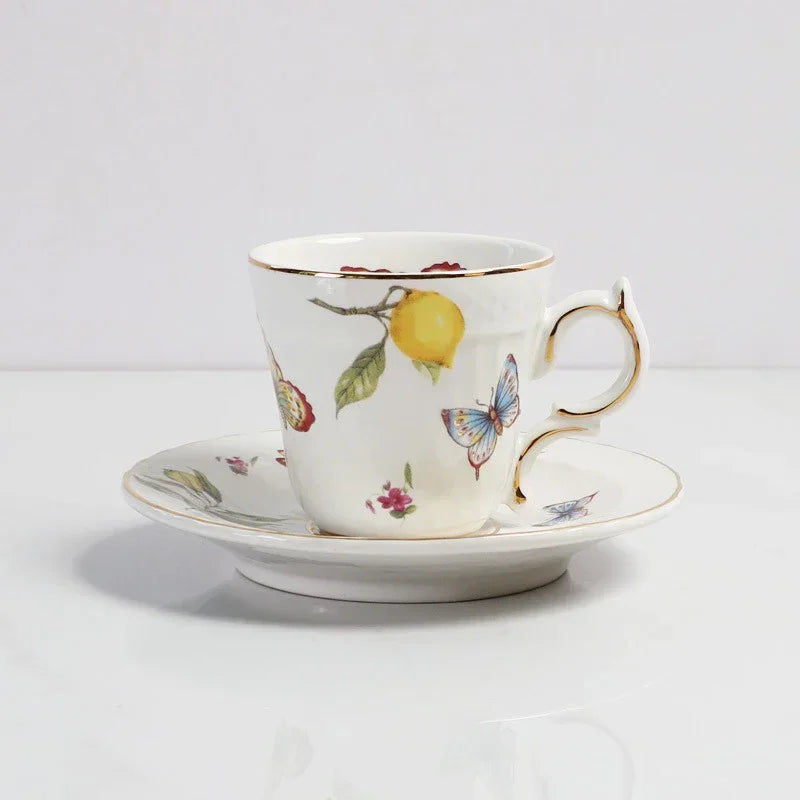 European Style Ceramic Dinner Plate Elegant Lemon Pattern