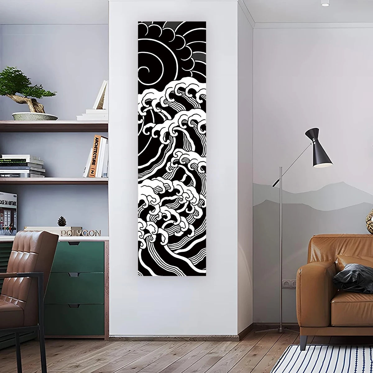 Japanese Ocean Waves Tapestry Red Sun Wall Decor Landscape Art