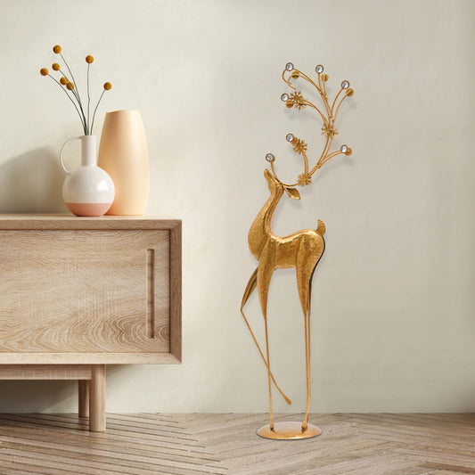 Metal Reindeer Figurine Art Deco Statue for Holiday Home Decor