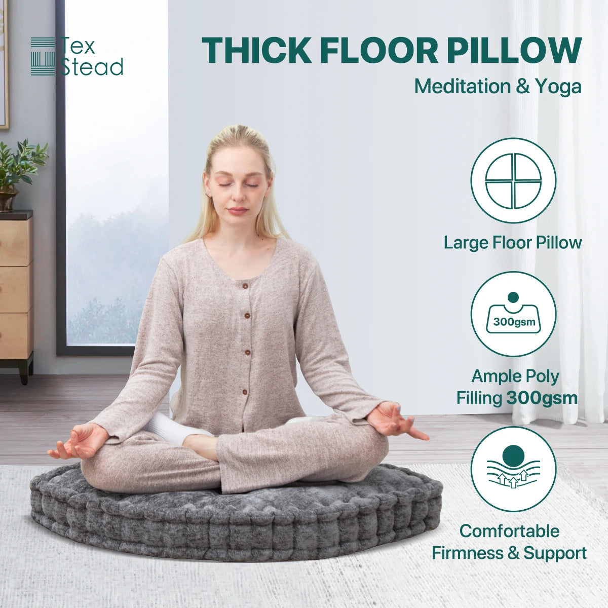 Triangular Reading Cushion With Removable Insert For Ergonomic Floor Seating