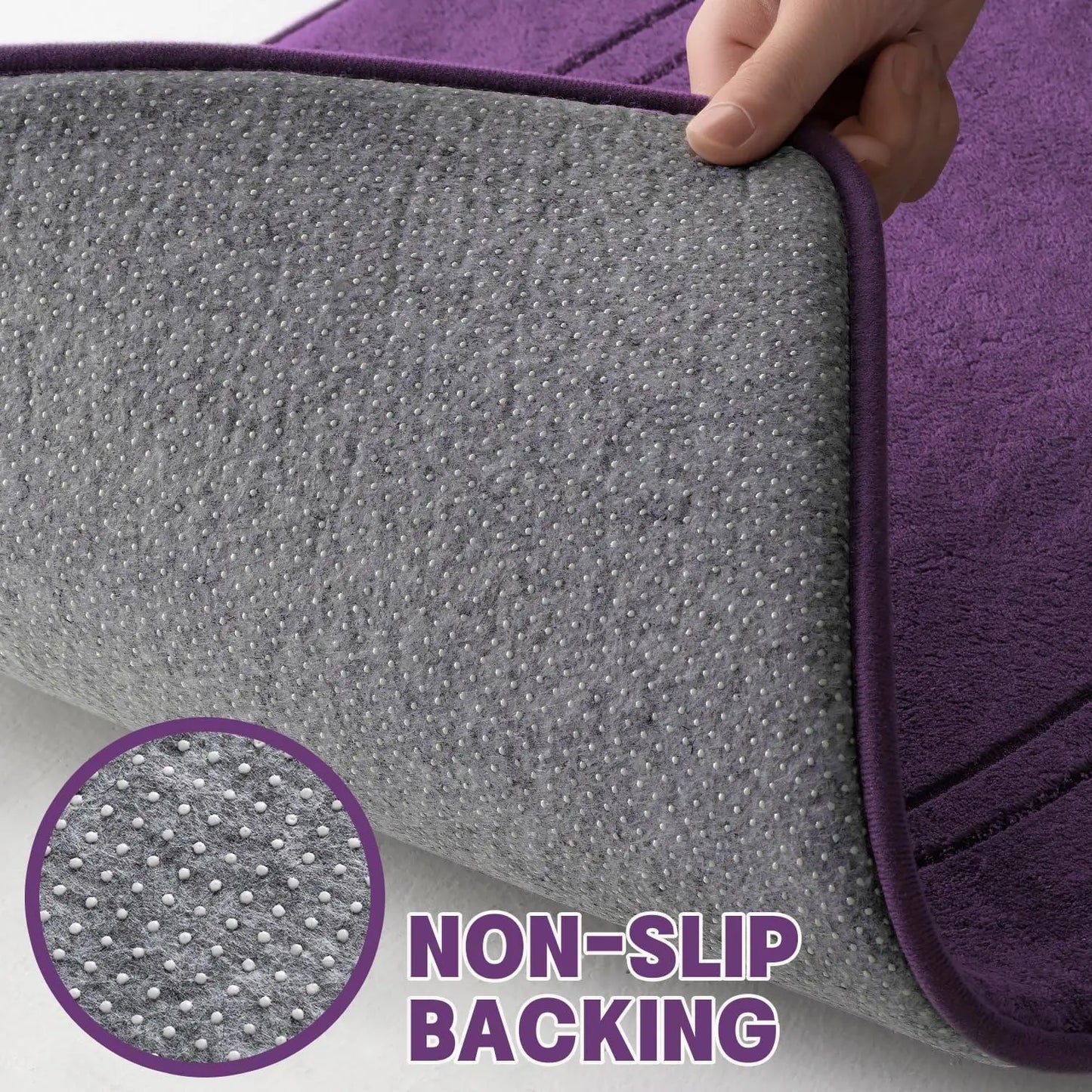 Memory Foam Bath Mat Set Three Piece Non Slip Rugs