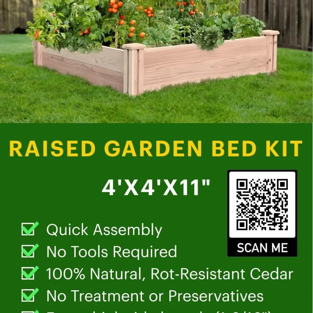 Elevated Cedar Garden Box With Drainage Durable Construction