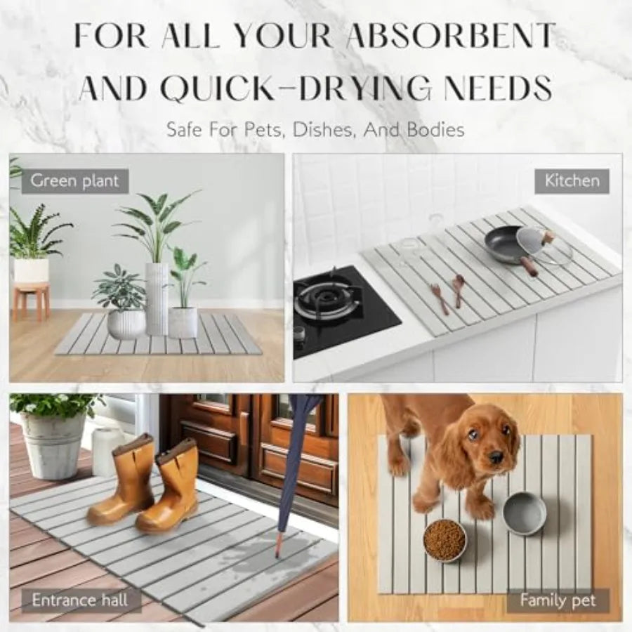 Stone Bath Mat Non Slip Diatomaceous Earth Ultra Absorbent