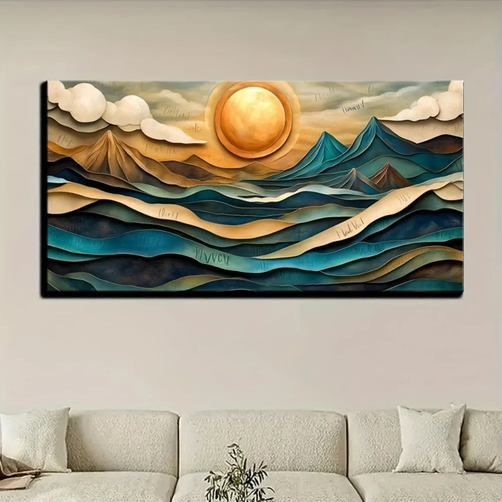 Art Deco Framed Canvas Wall Art Geometric Landscape