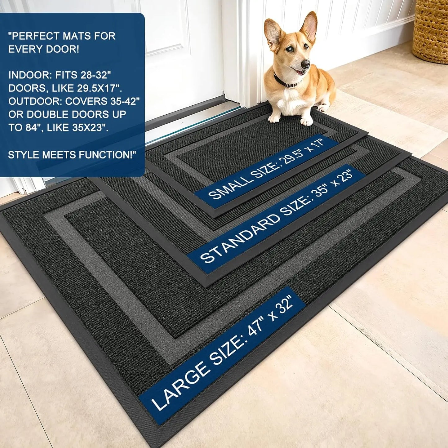 OLANLY Front Door Mat Indoor Outdoor Waterproof All-Season