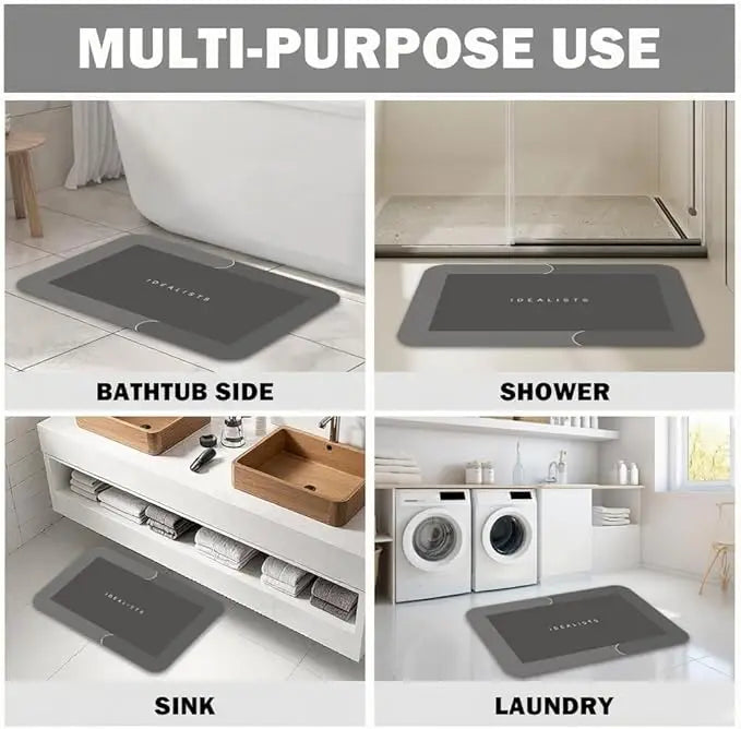 2-Piece Set - Super absorbent and non-slip diatomaceous earth bathroom mats, quick-drying and soft, suitable for use in bathrooms, bedrooms, kitchens, and laundry rooms.