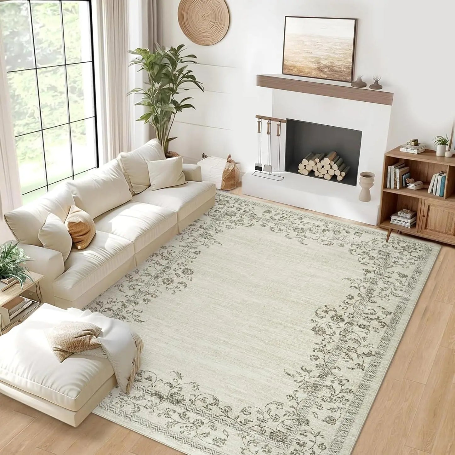 HiMISS Washable Floral Area Rug For Living Room And Bedroom