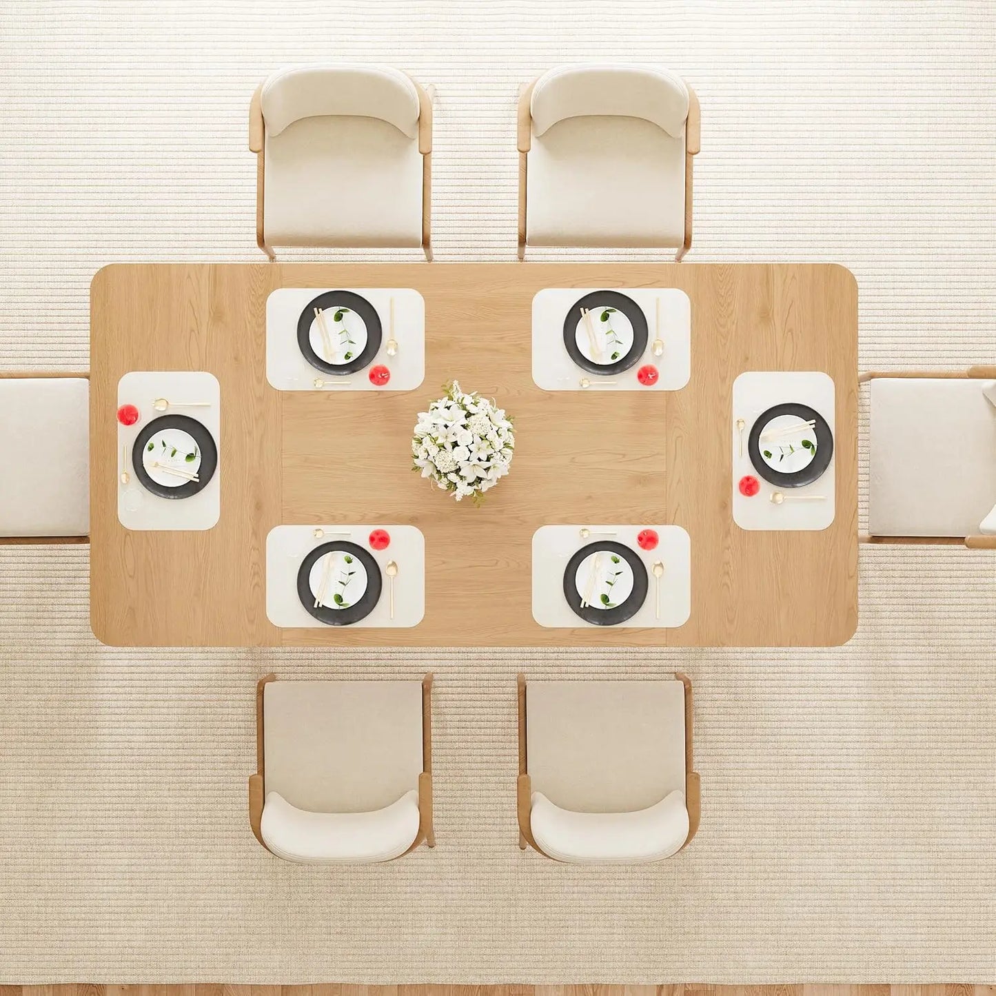 Round Dining Table for 4-6 Diners with Drawers Modern Farmhouse