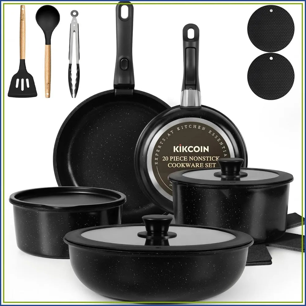Nonstick Cookware Set With Detachable Handles Induction Compatible