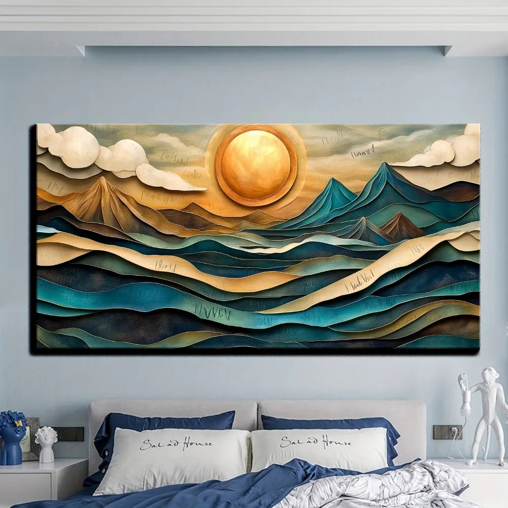 Art Deco Framed Canvas Wall Art Geometric Landscape
