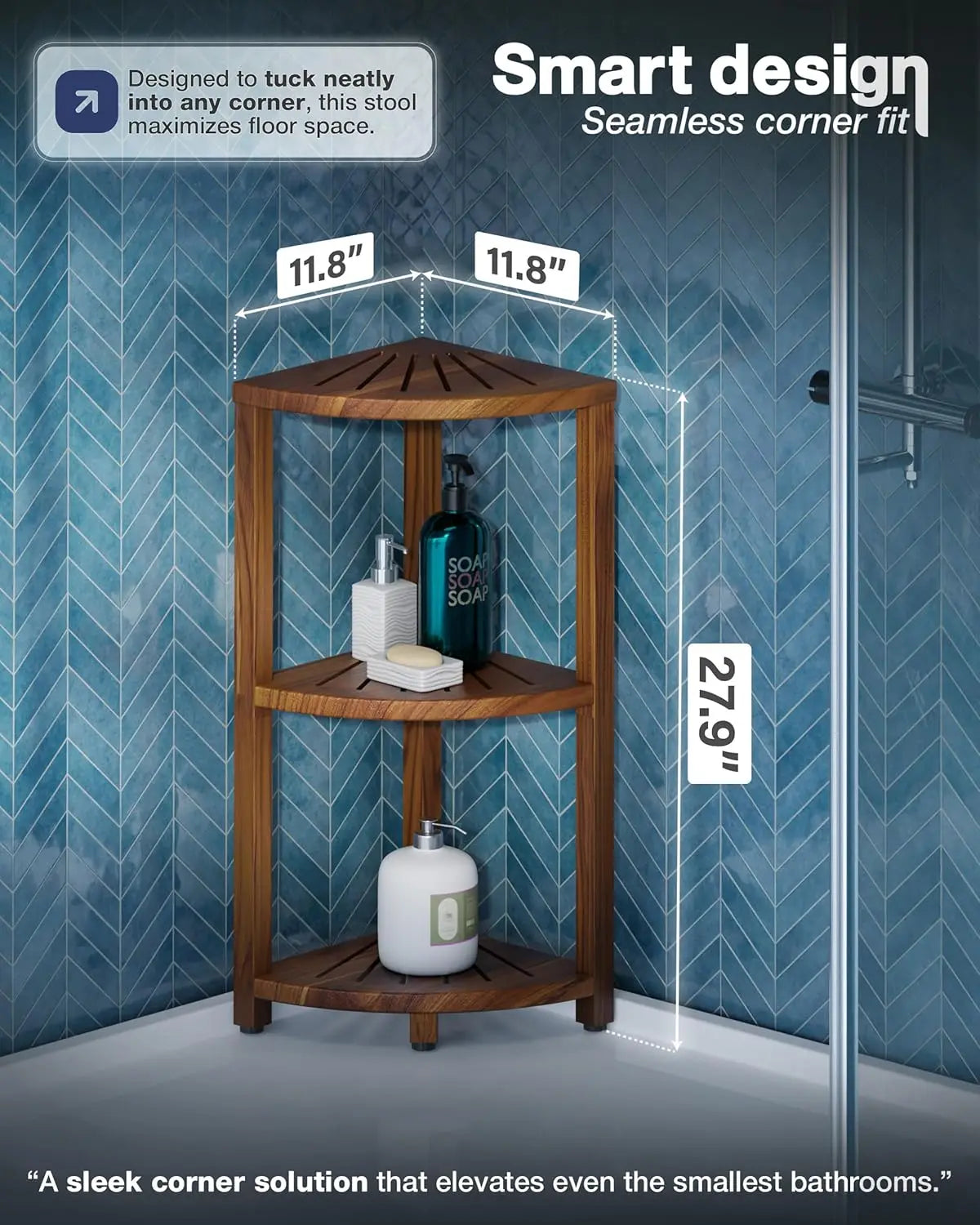 XMSJ 3-Tier Corner Wood Shower Caddy