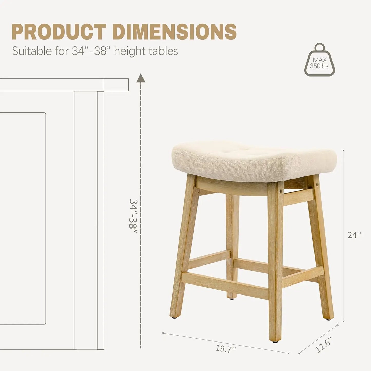 Counter Height Bar Stools Set Of 3 Backless Farmhouse Kitchen