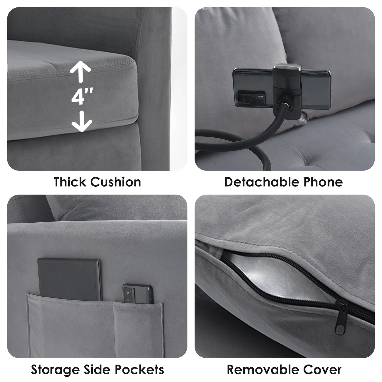 Someet Convertible Sleeper Chair Bed With USB And Phone Holder