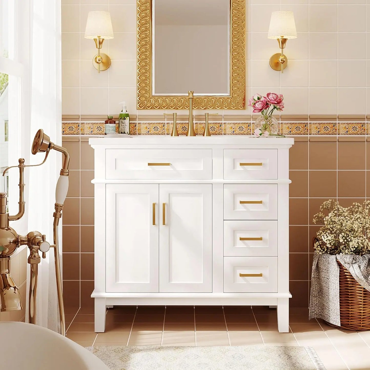 Bathroom Vanity With Sink Modern Wood Cabinet For Home