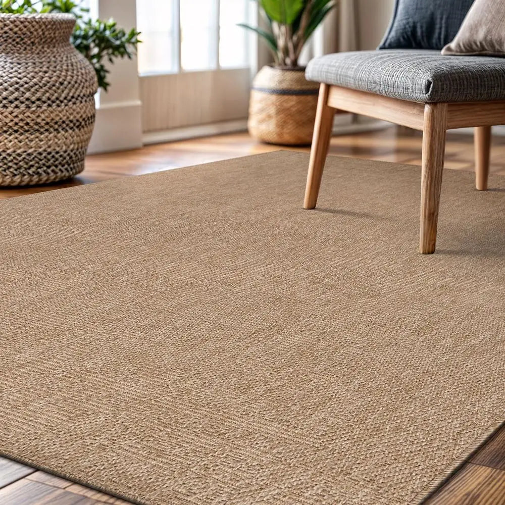 Easy Jute Rug 10x14, Indoor Outdoor Natural Color iber Area Rugs or Living Room Patio and Kitchen Rug, Solid Boho Woven Design,