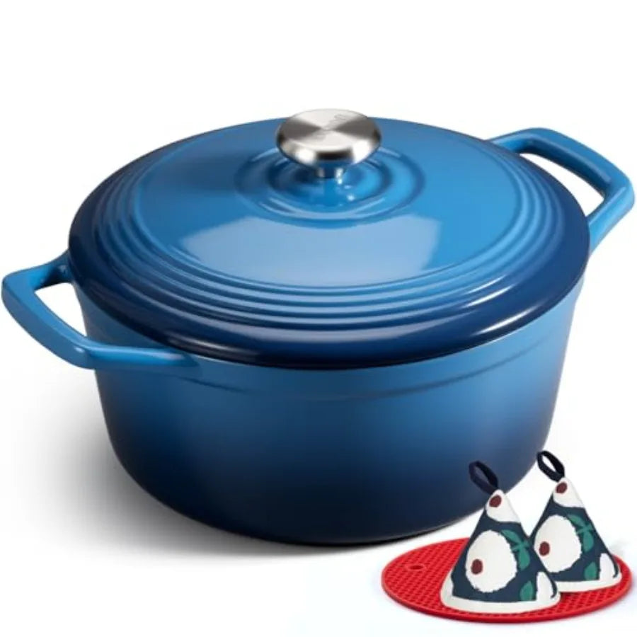 Enameled Cast Iron Dutch Oven Lid Includes Cookbook And Potholders